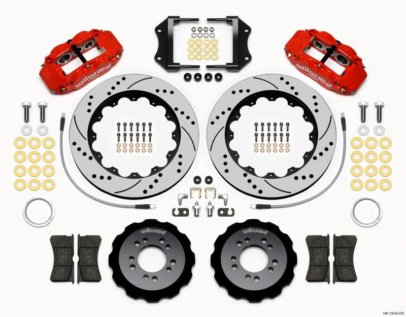 Kit de chapeau avant Wilwood Narrow Superlite 6R 14,00 po Rouge foret 2013-Up Ford Focus ST avec lignes