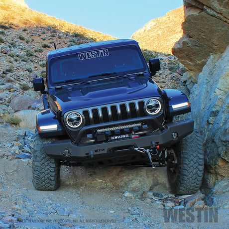 Pare-chocs avant pleine largeur Westin 18-19 Jeep Wrangler JL WJ2 avec pare-buffles noir texturé