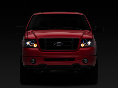 Phares de projecteur à double LED Raxiom 04-08 Ford F-150 - Boîtier noir (lentille transparente)