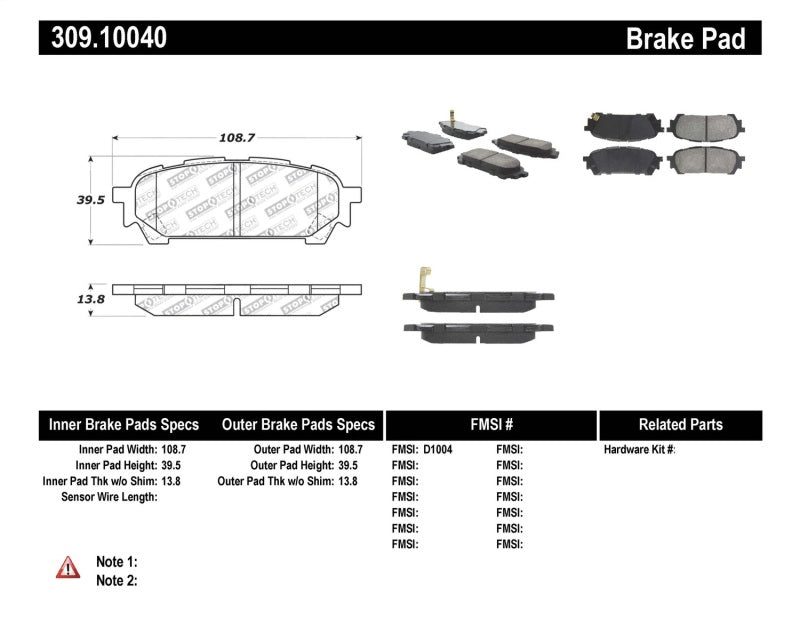 Plaquettes de frein arrière StopTech Performance 03-05 WRX