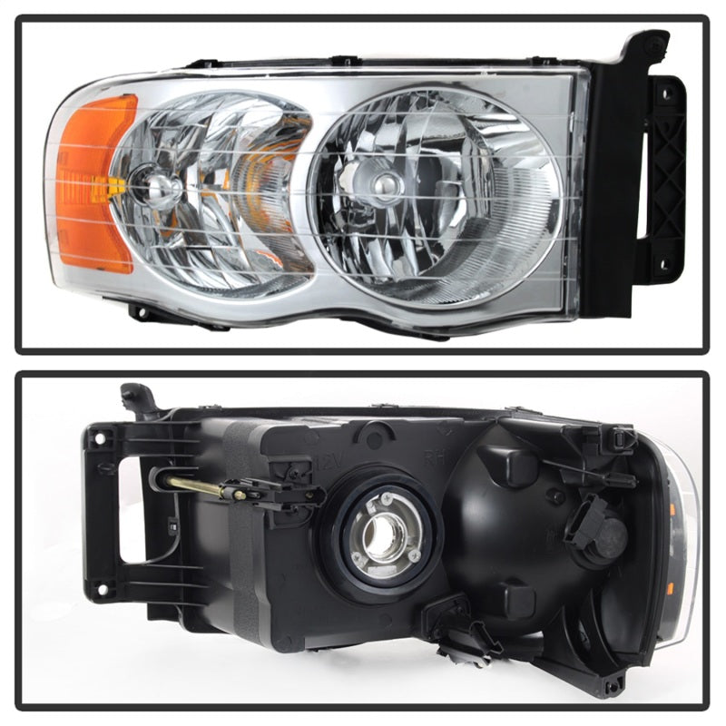 xTune Dodge Ram 1500 02-05 Amber Crystal Headlights Chrome HD-JH-DR02-AM-C