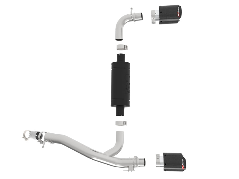 Système d'échappement arrière aFe Takeda 3 pouces 304 SS avec embouts en fibre de carbone 16-18 Ford Focus RS I4-2.3L (t)