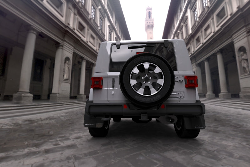 Rally Armor 18-25 Jeep JL Wrangler Black UR Mud Flap w/White Logo