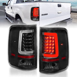 Feux arrière à LED ANZO 2004-2006 Ford F-150 avec barre lumineuse, boîtier noir, lentille transparente