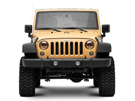 Phares à DEL Raxiom 07-18 Jeep Wrangler JK 7 pouces Boîtier orange - Lentille transparente