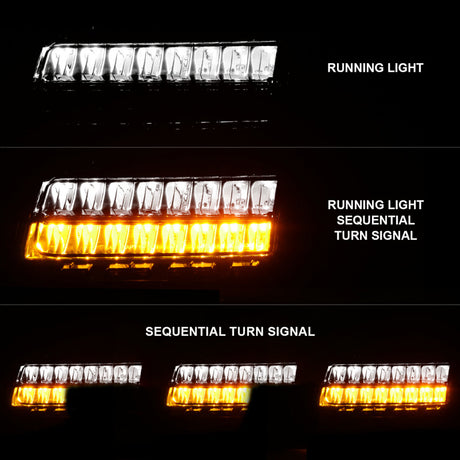 Marqueurs latéraux à LED ANZO 2018-2021 Jeep Wrangler, boîtier chromé, lentille fumée avec ampoule de signalisation Seq. Sport