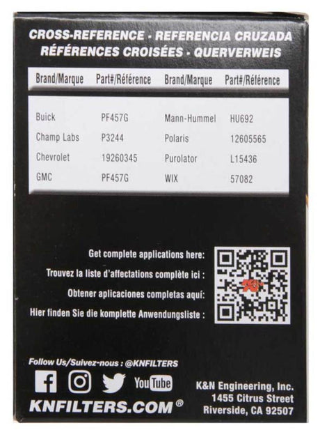 Filtre à huile à cartouche K&amp;N pour Saturn/Chevrolet/Saab/Pontiac/Vauxhall