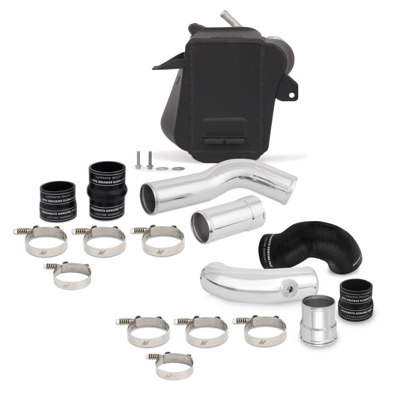 Kit de refroidisseur intermédiaire air-eau Mishimoto 11-16 Ford 6,7 L Powerstroke - Noir froissé avec tuyaux polis