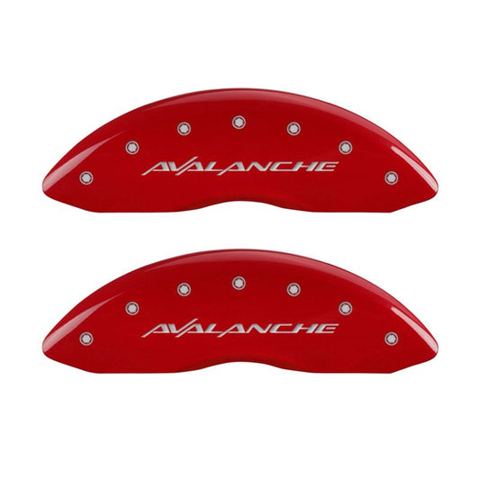 MGP 4 Caliper Covers Engraved Front & Rear Avalanche Red finish silver ch