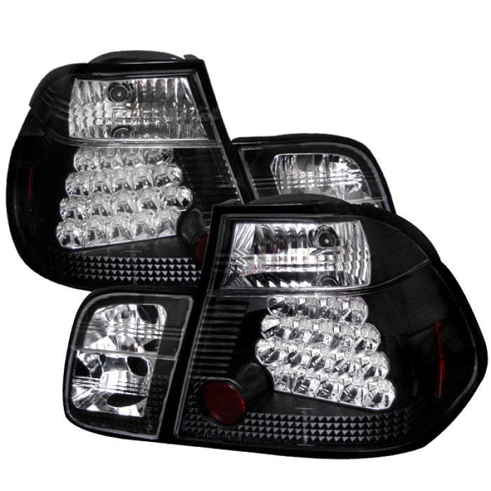 Feux arrière LED Spyder BMW E46 Série 3 99-01 4 portes Noir ALT-YD-BE4699-4D-LED-BK