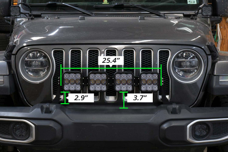 Kit de barre lumineuse de calandre CrossLink à 4 modules pour Jeep JL SS5 de Diode Dynamics Sport - Combo blanc