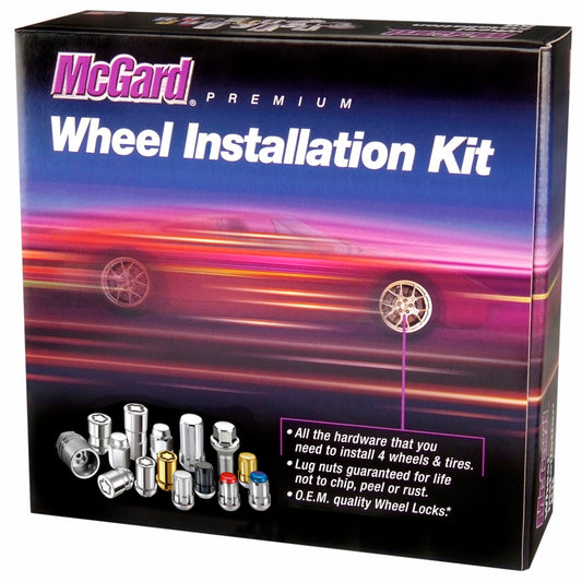 McGard 5 Lug Hex Install Kit w/Locks (Cone Seat Nut / Bulge) M12X1.5 / 3/4 Hex / 1.45in. L - Black