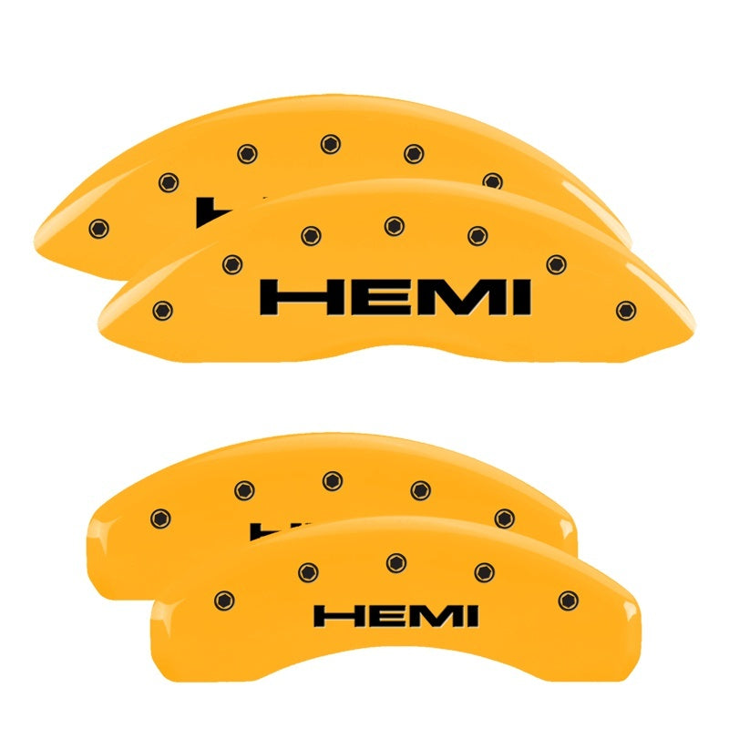 MGP 4 Caliper Covers Engraved Front & Rear Hemi Yellow Finish Black Char 2006 Jeep Commander