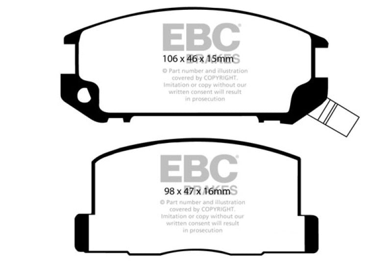 Plaquettes de frein arrière EBC 85-90 Toyota MR2 1.6 Greenstuff