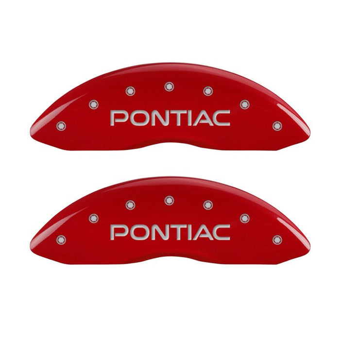 MGP 4 Caliper Covers Engraved Front & Rear Pontiac Red finish silver ch