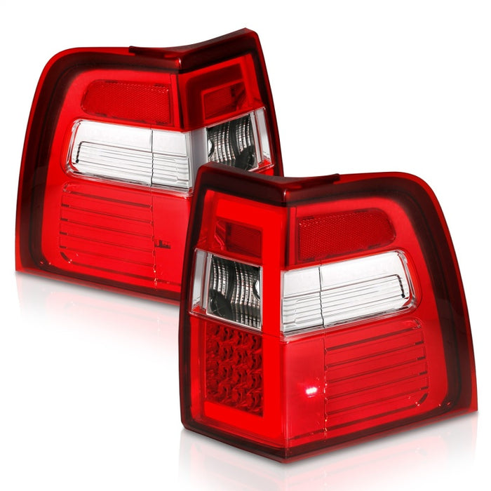 ANZO 07-17 pour feux arrière à LED Expedition avec barre lumineuse, boîtier chromé, lentille rouge/transparente