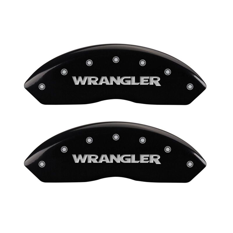 MGP Front set 2 Caliper Covers Engraved Front WRANGLER Black finish silver ch