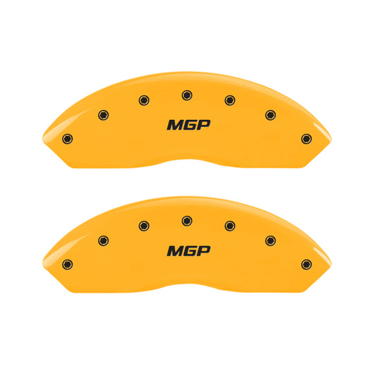 MGP 4 Caliper Covers Engraved Front & Rear MGP Yellow finish black ch