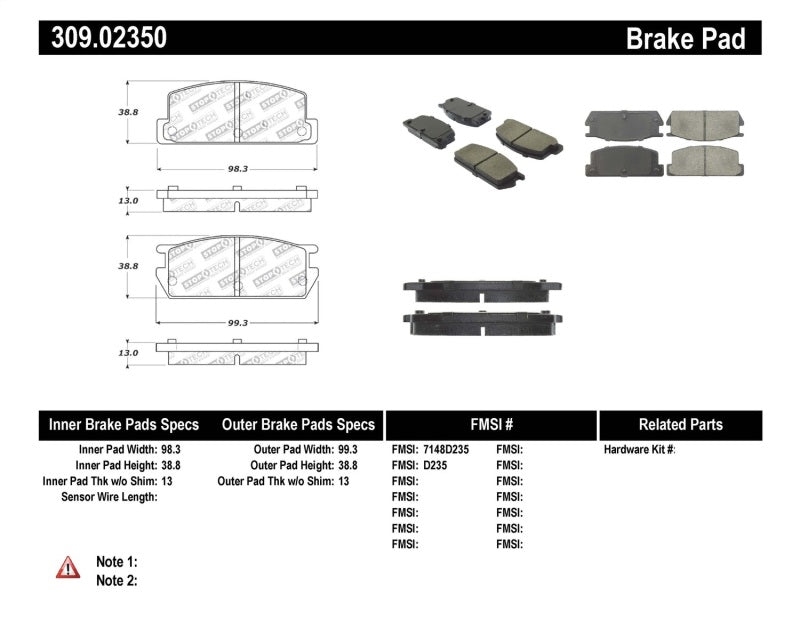 Plaquettes de frein StopTech Performance