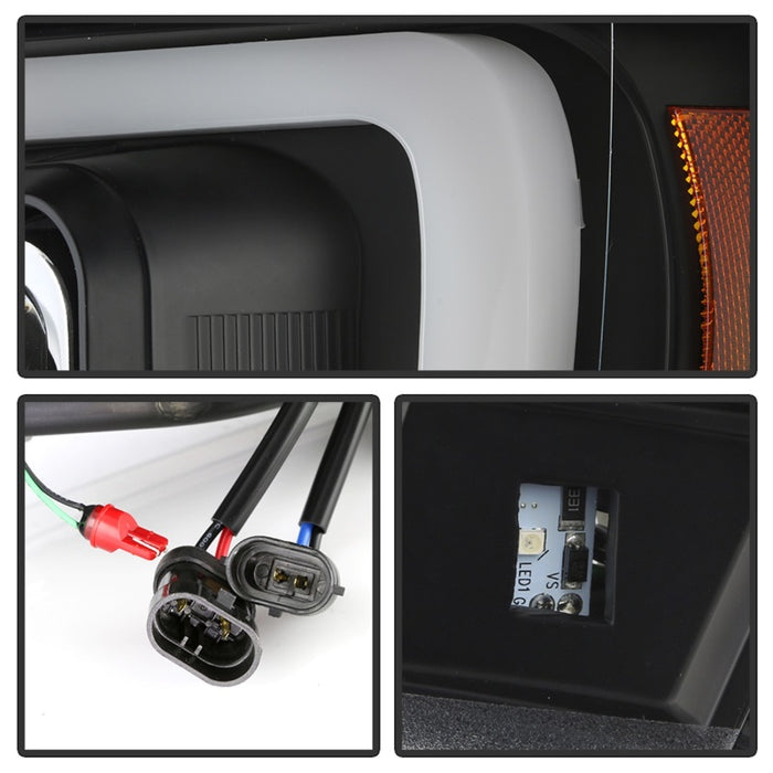 Phares de projecteur Spyder 07-14 Chevy Suburban/1500/2500/Tahoe V2 tout noir PRO-YD-CSUB07V2-DRL-BKV2