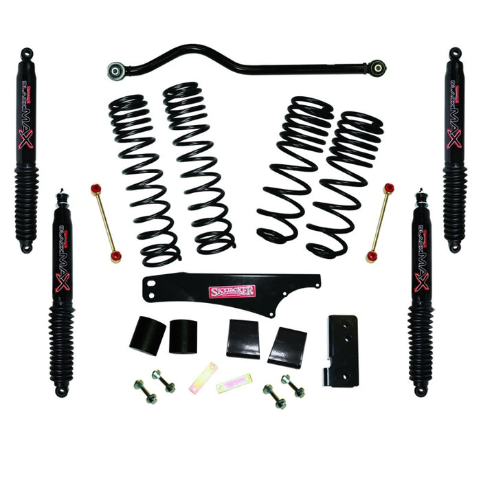 Skyjacker 2007-2018 Jeep Wrangler JK 2 portes 4 roues motrices à long débattement 3,5 à 4 pouces Kit de levage avec amortisseurs Max noirs