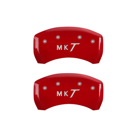 Couvre-étriers MGP 4 gravés à l'avant, gravés à l'arrière, finition rouge MKT, argent ch