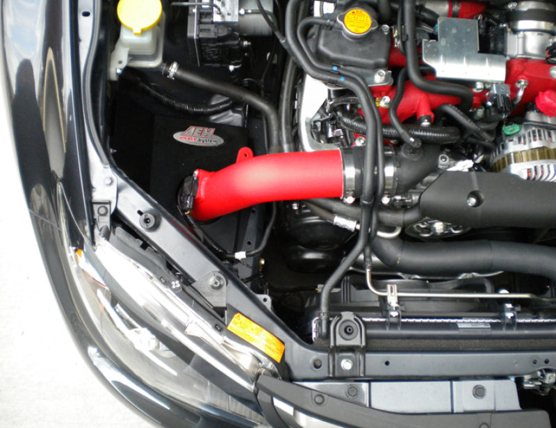 Prise d'air froid rouge froissée AEM 08-11 WRX/STi