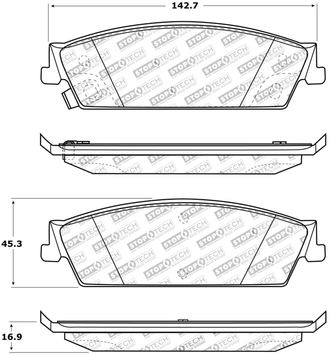 Plaquettes de frein sport StopTech avec cales et matériel - Avant