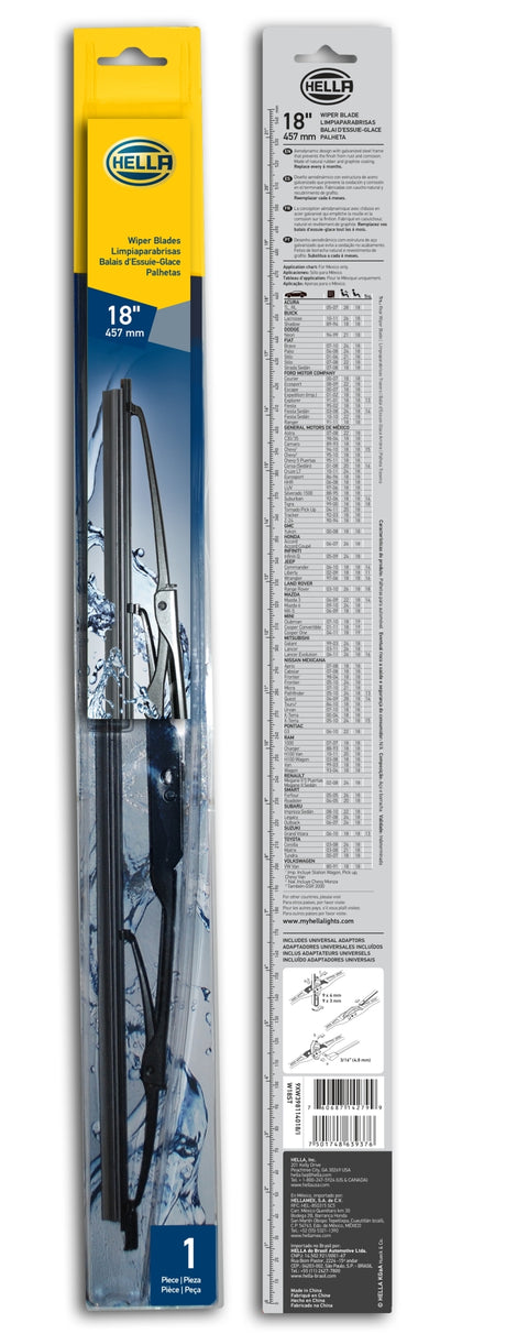 Balai d'essuie-glace standard Hella 18 po - Simple