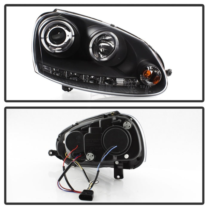 Spyder Volkswagen GTI 06-09/Jetta 06-09 Modèle halogène uniquement - Feux de jour à LED Halo noirs PRO-YD-VG06-HL-BK