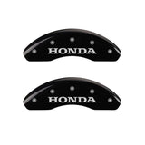 Couvre-étriers MGP 4 gravés à l'avant, logo Honda gravé à l'arrière, finition noire, argent ch