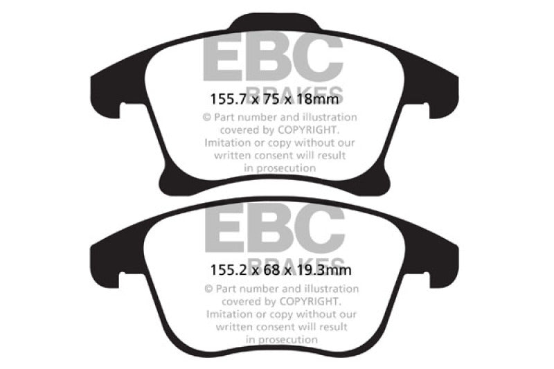 Plaquettes de frein avant EBC 13+ Ford Fusion 1.6 Turbo Ultimax2