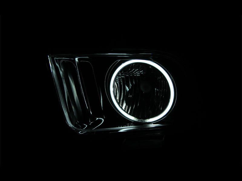 Phares en cristal ANZO 2005-2009 Ford Mustang avec halo noir (CCFL)