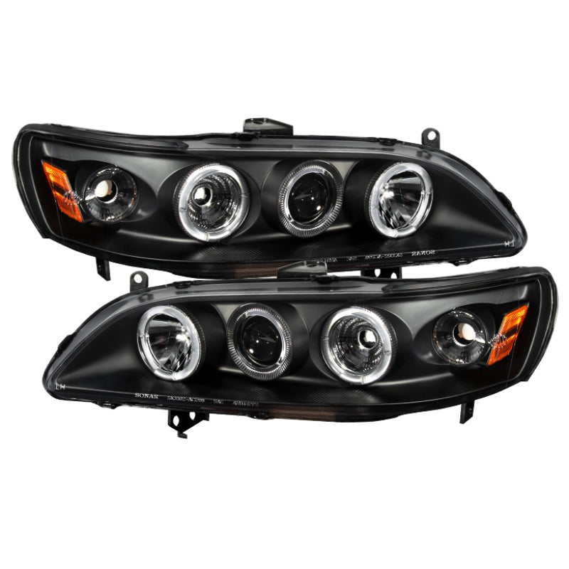 Phares de projecteur Spyder Honda Accord 98-02 1 pièce LED Halo Amber Reflctr Blk PRO-YD-HA98-AM-BK