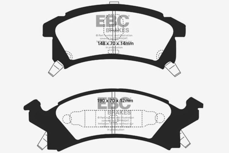 Plaquettes de frein avant EBC 96-98 Buick Skylark 2.4 Greenstuff