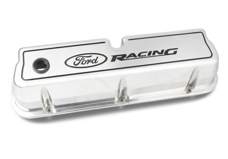 Ford Racing Logo Die-Cast Black Valve Covers Polished