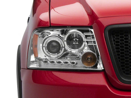 Phares de projecteur à double LED Raxiom 04-08 Ford F-150 - Boîtier chromé (lentille transparente)