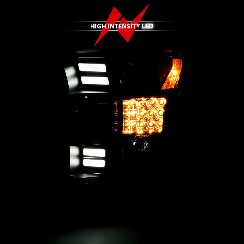Phares de projet ANZO 15-17 Ford F-150 avec design de style planche noir avec clignotant séquentiel ambre