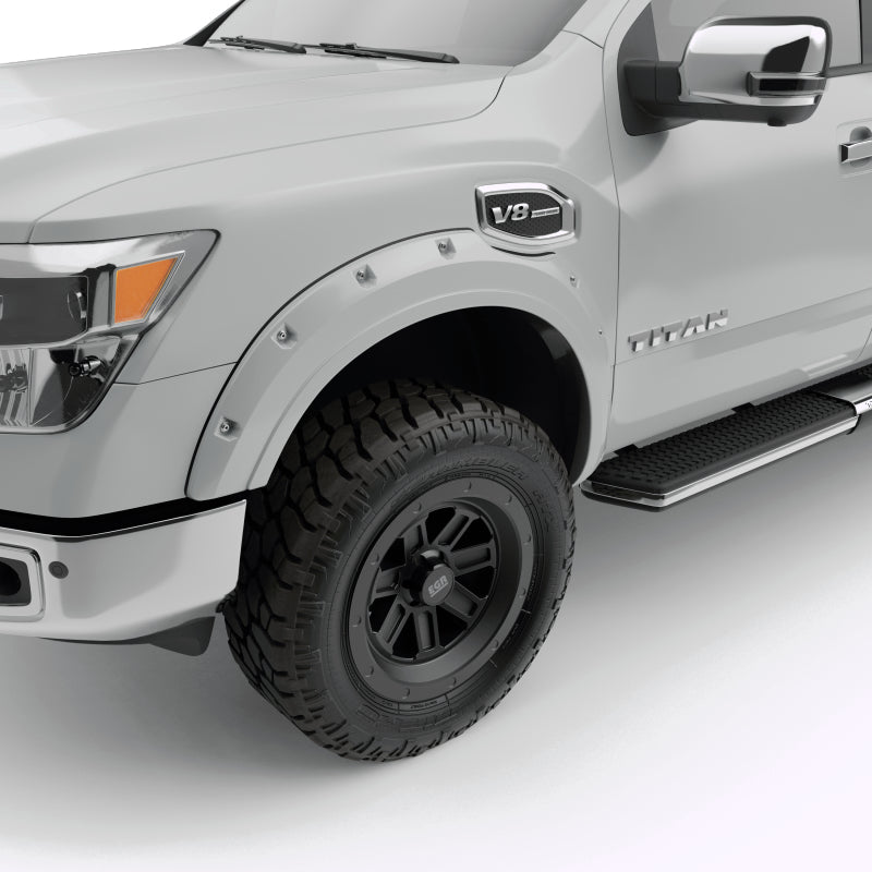 EGR 16+ Nissan Titan XD Bolt-On Look Color Match Fender Flares - Set - Blizzard