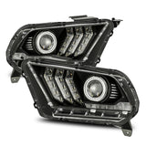 Phares de projecteur AlphaRex 10-12 Ford Mustang PRO-Series style planche noir avec feux de jour supérieurs/inférieurs