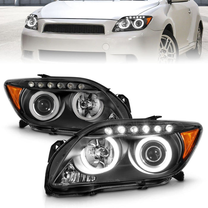 Phares de projecteur ANZO 2005-2010 Scion Tc avec halo noir (CCFL)