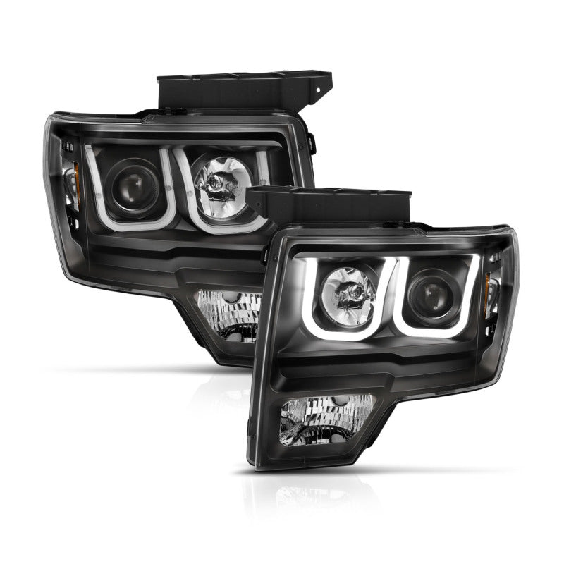 Phares de projecteur ANZO 2009-2014 Ford F-150 avec interrupteur en U noir et ambre