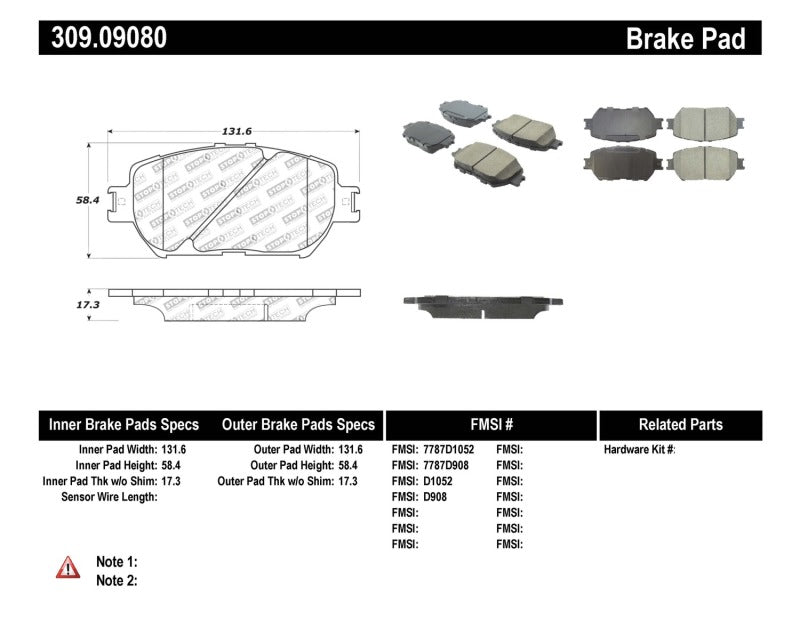 Plaquettes de frein avant StopTech Performance pour Lexus GS 06 / IS 09-10