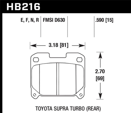 Plaquettes de frein arrière Hawk 93-98 Toyota Supra TT HPS Street