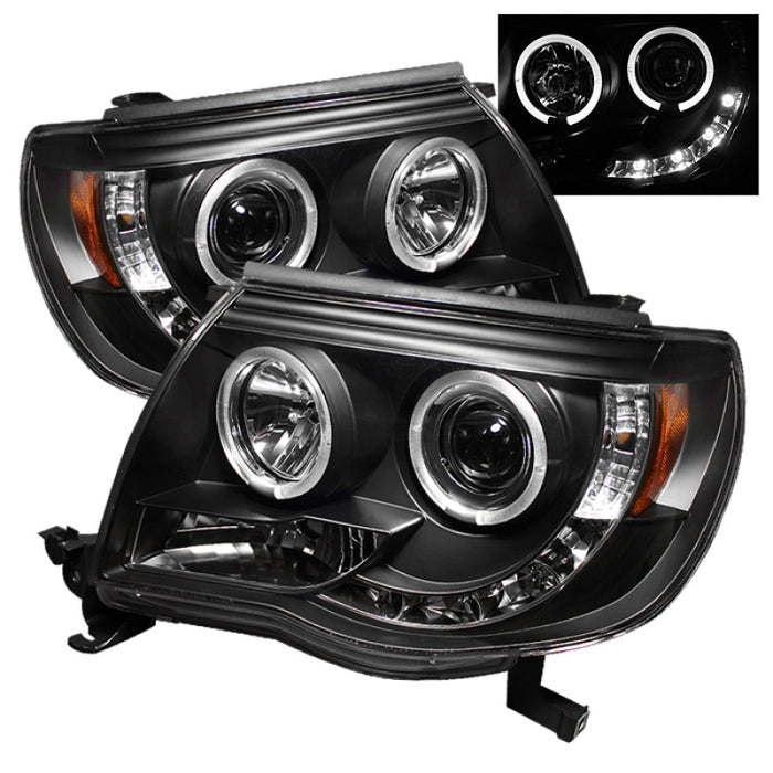 Phares de projecteur Spyder Toyota Tacoma 05-11 LED Halo LED Noir Haut H1 Bas H1 PRO-YD-TT05-HL-BK