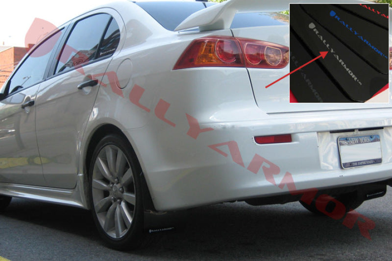 Rally Armor 07-17 Mitsubishi Lancer Black UR Mud Flap w/ Silver Logo