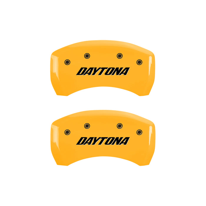 MGP 4 Caliper Covers Engraved Front & Rear Daytona Yellow Finish Black Char 2006 Dodge Charger