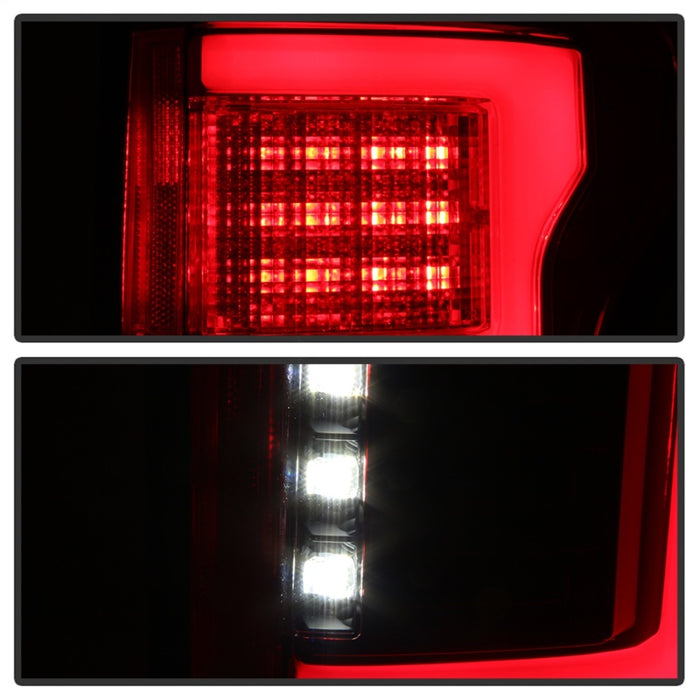 Feux arrière à LED Spyder 15-18 Ford F-150 (avec angle mort) - Rouge transparent (ALT-YD-FF15015BS-LBLED-RC)