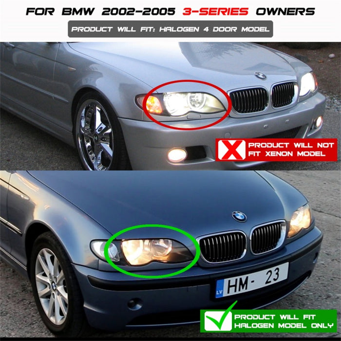 Phares de projecteur Spyder BMW E46 Série 3 02-05 4DR 1 pièce 3D Halo Blk PRO-YD-BMWE4602-4D-3DDRL-BK