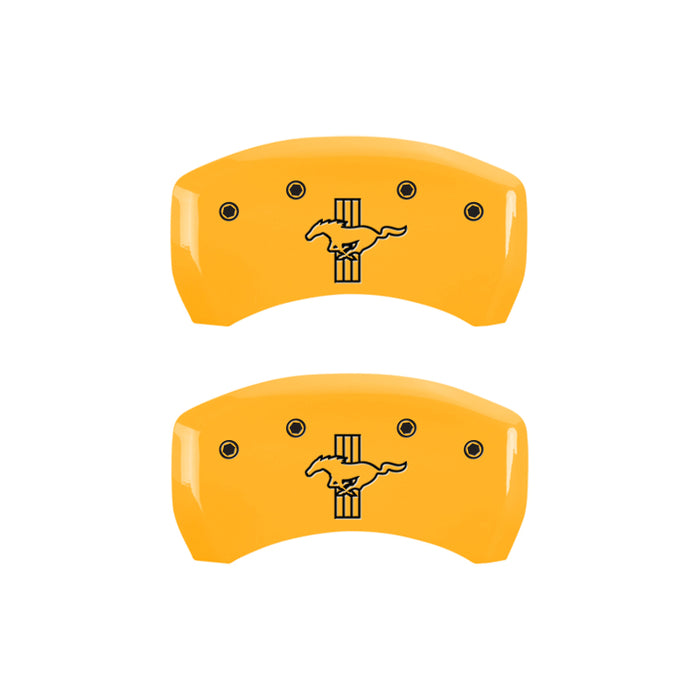 MGP 4 Caliper Covers Engraved Front Mustang Rear Bar & Pony Yellow Finish Blk Char 2006 Ford Mustang